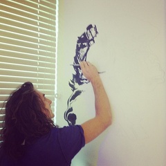 drawing gorilla joe on studio wall september 2013